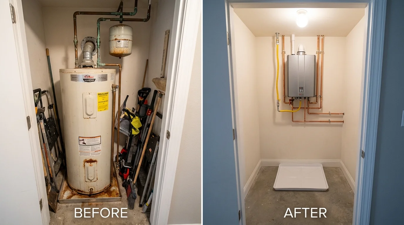 Tank water heater versus wall-mounted tankless unit comparison for Rosemead, CA homeowners